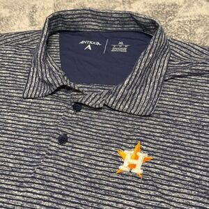 Antigua Houston Astros XL Navy Blue Striped Heather Performance Polo Shirt MLB